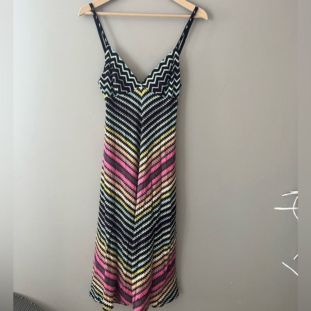 Missoni Multicolor  chevron Rainbow Maxi Sundress with Spaghetti Straps